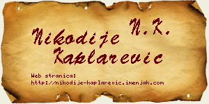 Nikodije Kaplarević vizit kartica
